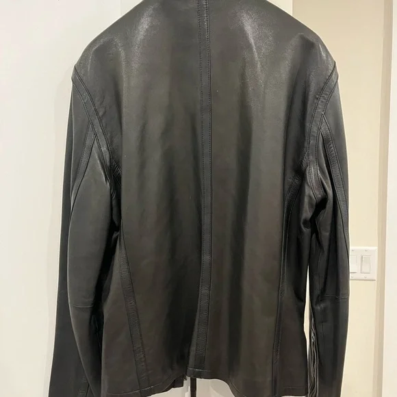 John Varvatos Dark Leather Jacket - Picture 6 of 8